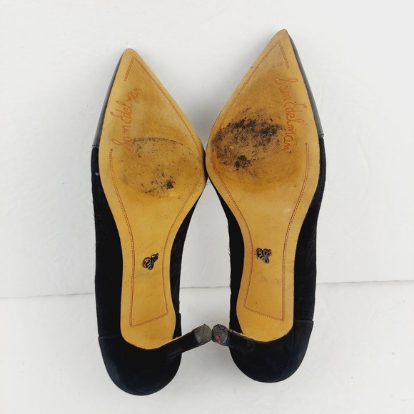 Sam Edelman Desiree Calf  Hair Black Leather Pointed Toe Pumps, Women's Size 9 M - Picture 10 of 12